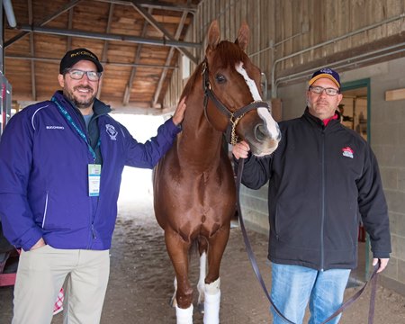 (L-R): Harlan Malter and Tim Glyshaw with Bucchero ahead of the 2018 Breeders' Cup at Churchill Downs