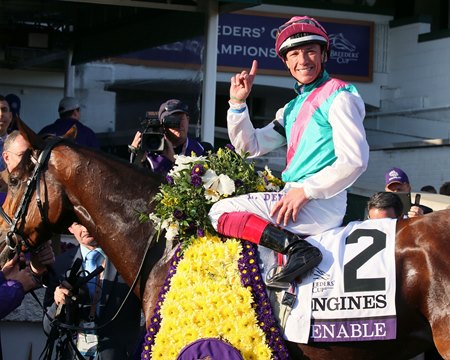 Frankie Dettori with Enable wins the 2018 Breeders' Cup Turf at Churchill Downs 