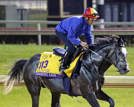 Roaring Lion training for the 2018 Breeders' Cup Classic at Churchill Downs