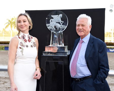 Belinda Stronach and her father Frank Stronach in 2017 at Gulfstream Park