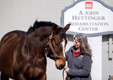 Farm manager Marlene Peavey outside the A. John Hettinger Rehabilitation Center