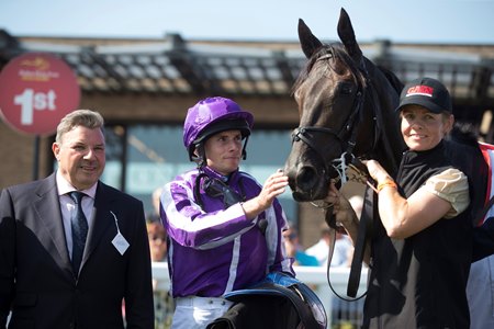 Van Beethoven and Ryan Moore after winning the 2018 Railway Stakes at the Curragh