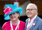 Debby and John Oxley pose for a photo in the paddock before the 145th Longlines Kentucky Oaks at Churchill Downs during Derby week 2019 on May 3, 2019 in Louisville, Ky. 
