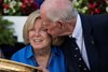 Owners Will Farish giving his wife Sarah a kiss.
Code of Honor with John Velazquez wins the Runhappy  Travers (G1) at Saratoga Race Course in Saratoga Springs, New York, on Aug. 24, 2019.