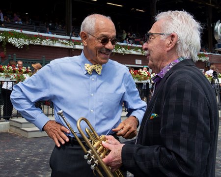 Sonny Taylor with bandleader Doc Severinson in 2019 at Saratoga Race Course