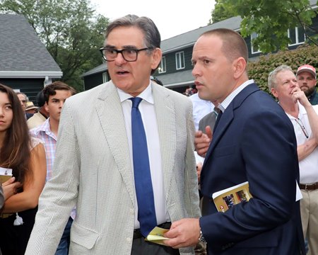 (L-R): Peter Brant and Chad Brown in 2019 at The Saratoga Sale