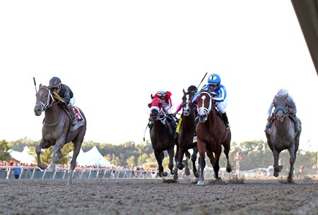 Math Wizard (outside) wins the 2019 Pennsylvania Derby at Parx Racing