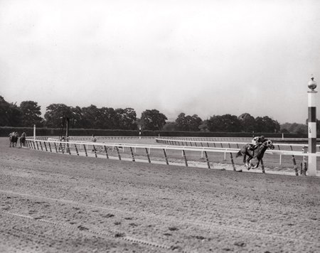 Secretariat opens up on the field in the 1973 Belmont Stakes at Belmont Park