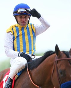 Joel Rosario after taking last year's Rebel Stakes aboard Nadal at Oaklawn Park