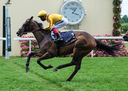 Campanelle wins the 2020 Queen Mary Stakes at Ascot Racecourse