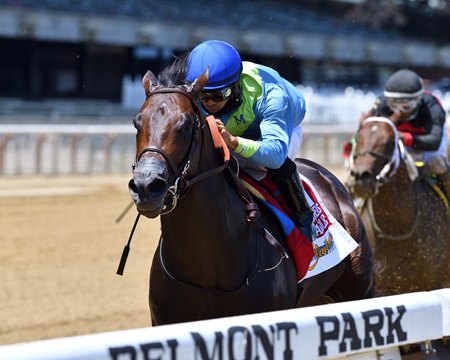 No Parole wins the 2020 Woody Stephens Stakes at Belmont Park