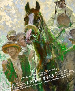 A painting by Jamie Wyeth of Union Rags ahead of the 2012 Belmont Stakes