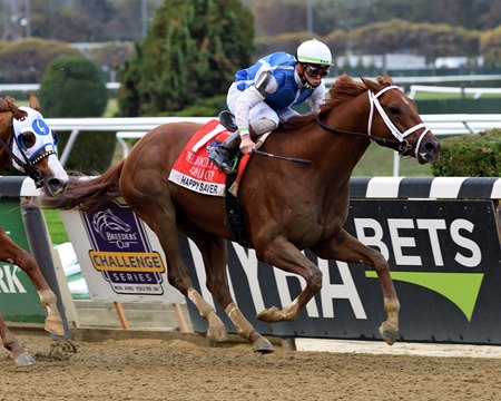 Happy Saver wins the 2020 Jockey Club Gold Cup at Belmont Park