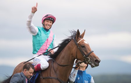 Frankie Dettori aboard champion Enable at the Curragh