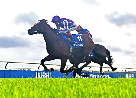 St Mark's Basilica wins the 2020 Darley Dewhurst Stakes at Newmarket