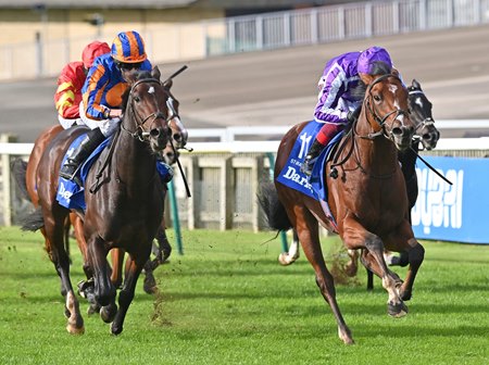 Wembley (left) was narrowly beaten in the Dewhurst Stakes at Newmarket