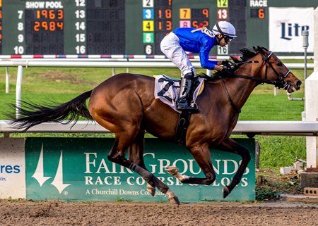 Proxy wins a maiden race at Fair Grounds Race Course