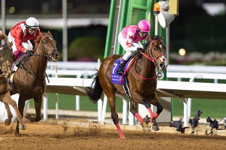 Pink Kamehameha wins the Saudi Derby at King Abdulaziz Racetrack