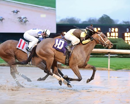 The Mary Rose wins the Downthedustyroad Stakes at Oaklawn Park 