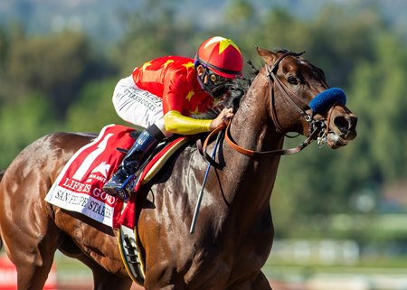 Life Is Good rolls to victory in the San Felipe Stakes at Santa Anita Park