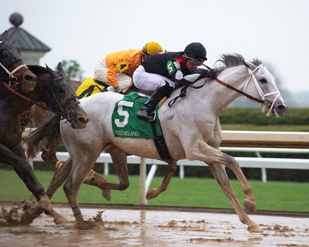 Silver Dust wins an close renewal of the Ben Ali Stakes at Keeneland