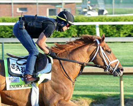 Known Agenda trains before the Kentucky Derby at Churchill Downs