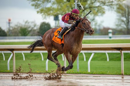 Stage Raider scores a 10 3/4-length victory at Keeneland