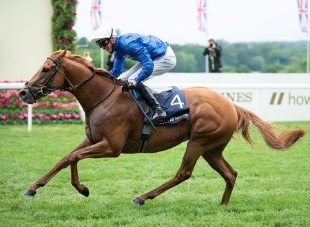 Creative Force wins the Jersey Stakes at Ascot Racecourse