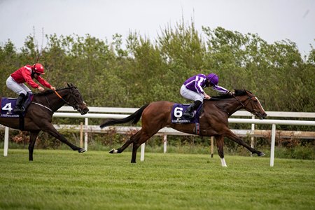 Joan of wins the Irish One Thousand Guineas Trial Stakes at Leopardstown Racecourse