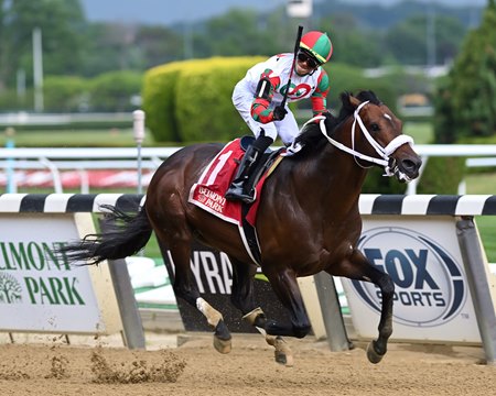 Firenze Fire winning the 2021 True North Stakes at Belmont Park