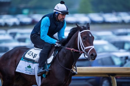 Bourbonic trains in advance of the Belmont Stakes at Belmont Park