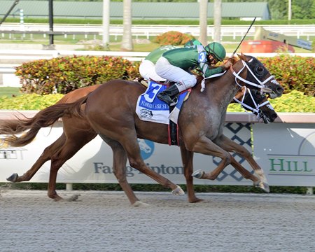 Cajun's Magic edges stablemate Dean Delivers in the FTBOA Florida Sire Dr. Fager Stakes at Gulfstream Park