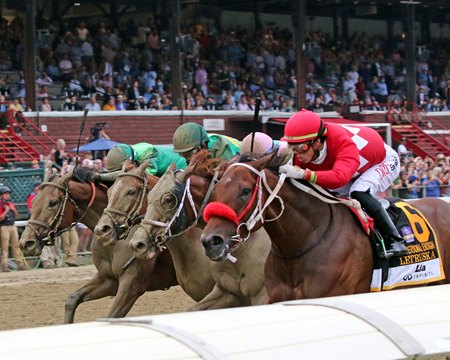 Letruska wins the Personal Ensign Stakes at Saratoga Race Course