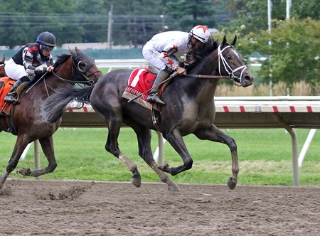 Double Thunder wins the Sapling Stakes at Monmouth Park
