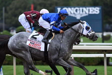 Essential Quality wins the Travers Stakes at Saratoga Race Course