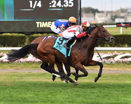 Public Sector wins the Hill Prince Stakes at Belmont Park
