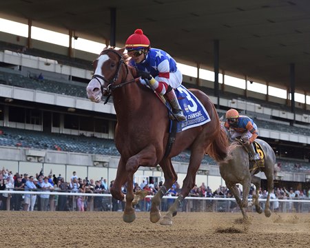Jack Christopher wins the Champagne Stakes at Belmont Park
