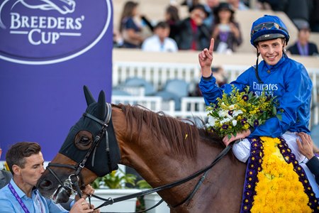 Yibir after winning the 2021 Longines Breeders' Cup Turf at Del Mar