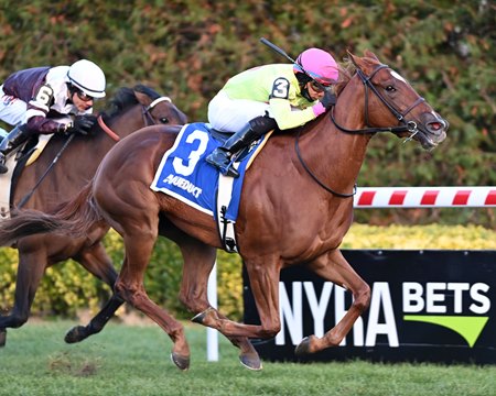 Plum Ali wins the Winter Memories Stakes at Aqueduct Racetrack