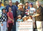 Tim Thornton set a single day track record for wins by a jockey on Saturday, October 23 when he rode seven winners during a 10-race program.
Thornton’s accomplishment was honored by Delta Downs during its live program on November 7, 2021 as Vice President and General Manager Steve Kuypers presented a special plaque to him in the winner’s circle.