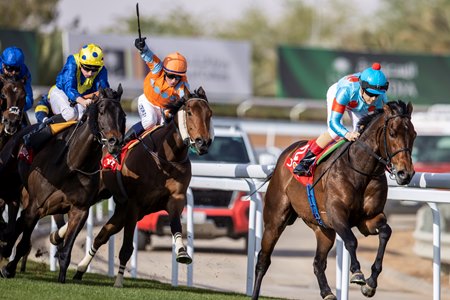 Authority wins the Neom Turf Cup Stakes at King Abdulaziz Racetrack