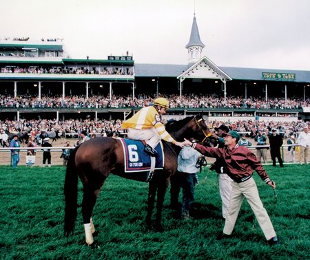 Go for Gin after winning the 1994 Kentucky Derby at Churchill Downs 