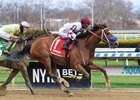 Exotic West wins the Top Flight Invitational Stakes Sunday, April 10, 2022 at Aqueduct