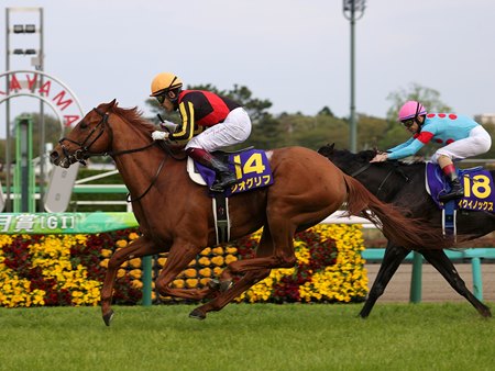 Geoglyph wins the 2022 Satsuki Sho (Japanese Two Thousand Guineas) at Nakayama Racecourse
