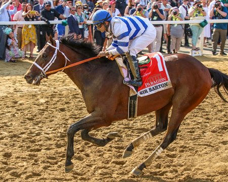 Ethereal Road wins the Sir Barton Stakes at Pimlico Race Course