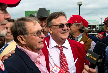 (L-R): Herbert Reed and Eric Reed enjoy a post-race interview after the Kentucky Derby at Churchill Downs