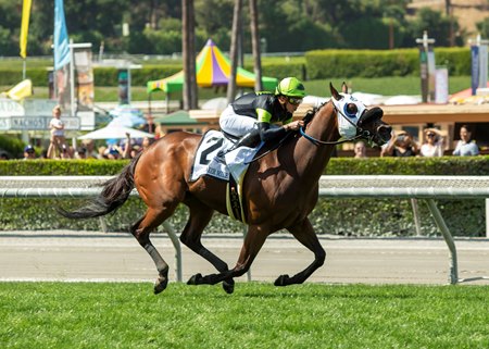 Count Again, a half sibling to No Time, wins the 2022 Shoemaker Mile Stakes at Santa Anita Park