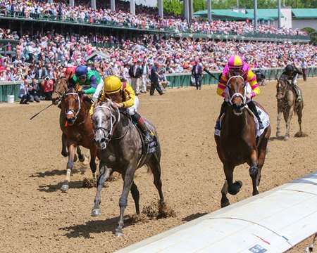 Pauline's Pearl wins the La Troienne Stakes at Churchill Downs