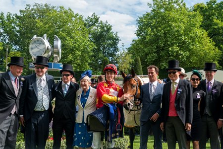 State of Rest with some of the connections in his partnership after group 1 glory at Ascot Racecourse