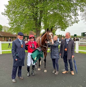 Connections for The Ridler include trainer Richard Fahey (L) and owner Steve Bradley (R)